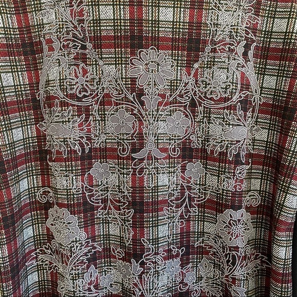 Zara Black & Red Plaid Paisley Print TShirt Tunic - Picture 3 of 7